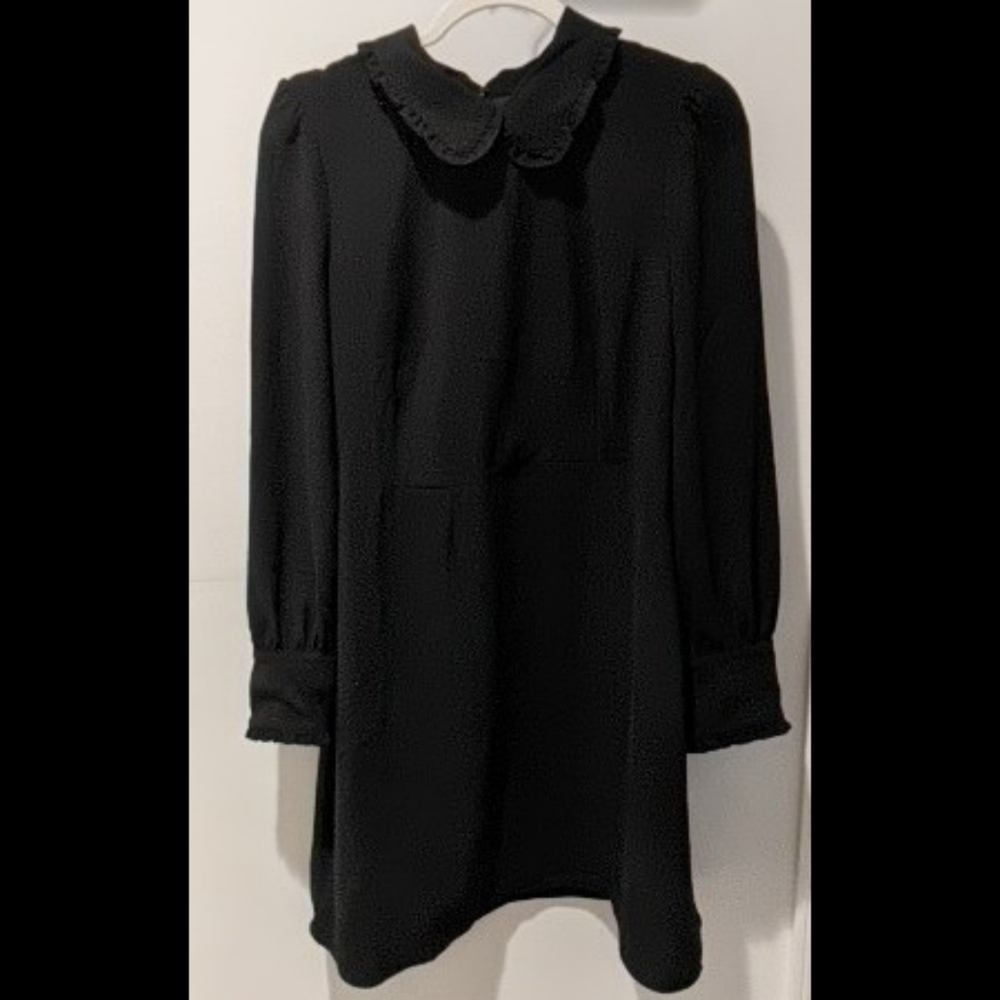 J. Crew Black A-line dress with ruffle collar - Picture 8 of 9